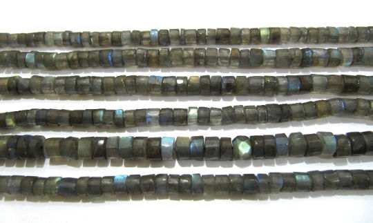 Natural Labradorite Tyre Shape Rondelle Faceted 6-7mm Beads Strand 13''Long