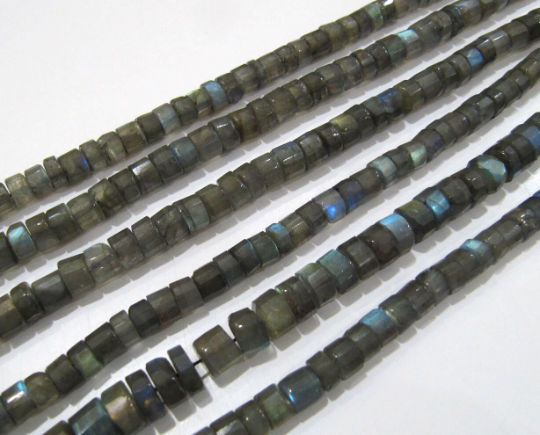 Natural Labradorite Tyre Shape Rondelle Faceted 6-7mm Beads Strand 13''Long