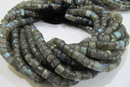 Natural Labradorite Tyre Shape Rondelle Faceted 6-7mm Beads Strand 13''Long