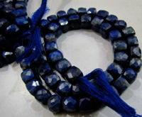 Natural Lapis lazuli Cube beads 3D Box shape Faceted 8 to 9mm Strand 8''Long