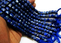 Natural Lapis lazuli Cube beads 3D Box shape Faceted 8 to 9mm Strand 8''Long