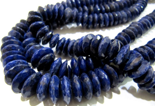 Natural Lapis Lazuli German Cut Faceted 9 to 12mm Beads Strand 8 inches Long