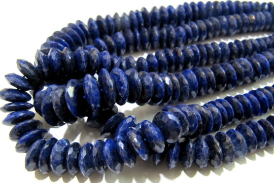 Natural Lapis Lazuli German Cut Faceted 9 to 12mm Beads Strand 8 inches Long