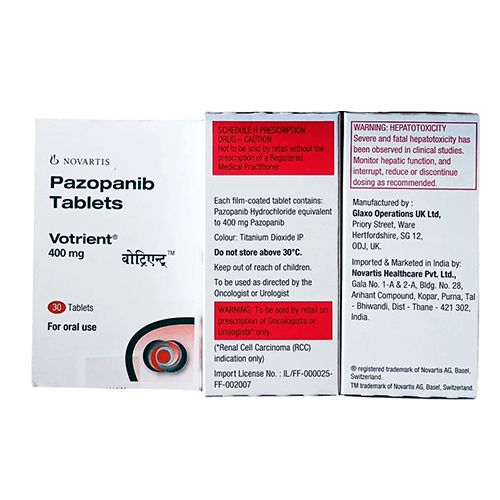 400 Mg Pazopanib Tablets - Drug Type: General Medicines