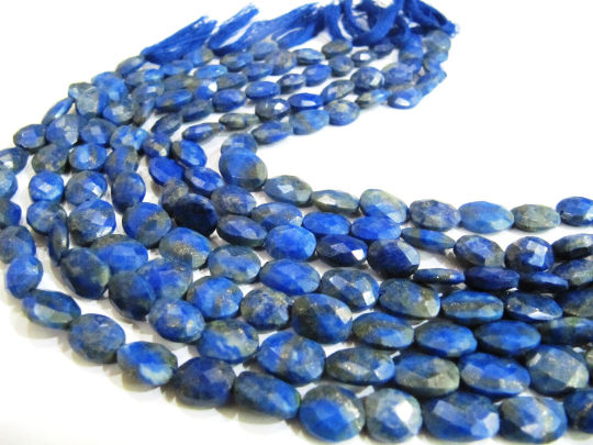 Natural Lapis Lazuli Oval Faceted 9x12mm Beads Sold per strand 10''long