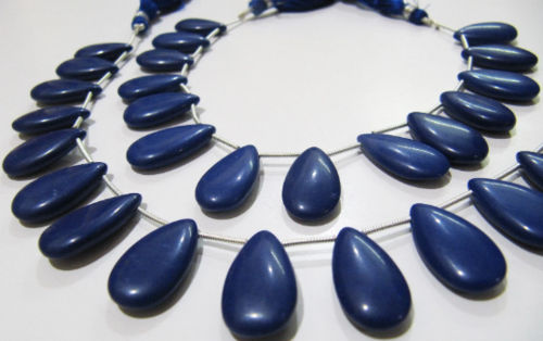 Lapis Lazuli Quartz Pear Shape Plain 11x20mm Beads Strand 8''Long