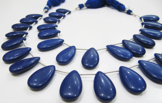 Lapis Lazuli Quartz Pear Shape Plain 11x20mm Beads Strand 8''Long