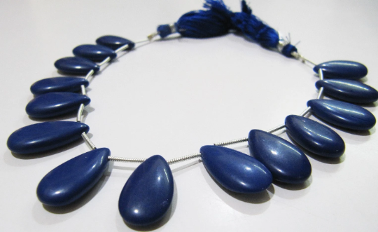 Lapis Lazuli Quartz Pear Shape Plain 11x20mm Beads Strand 8''Long