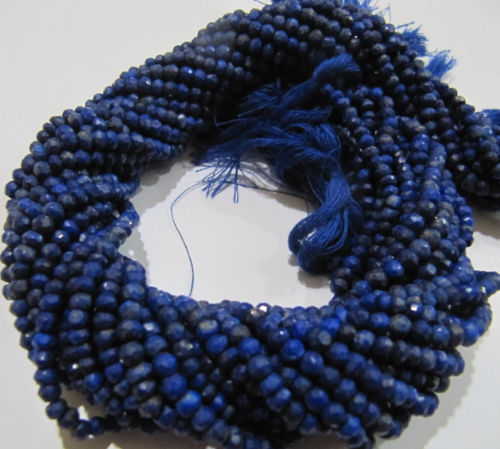 Natural Lapis Lazuli Rondelle Faceted 3-4mm beads Strand 13 Inches long