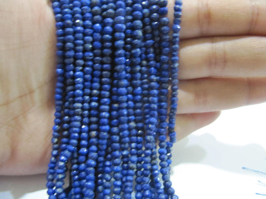 Natural Lapis Lazuli Rondelle Faceted 3-4mm beads Strand 13 Inches long