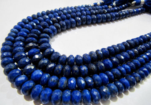 Natural Lapis Lazuli Rondelle Faceted 5 to 8mm Graduated Strand 9inch long