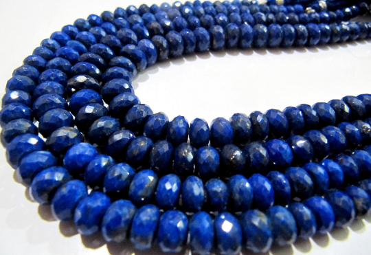 Natural Lapis Lazuli Rondelle Faceted 5 to 8mm Graduated Strand 9inch long