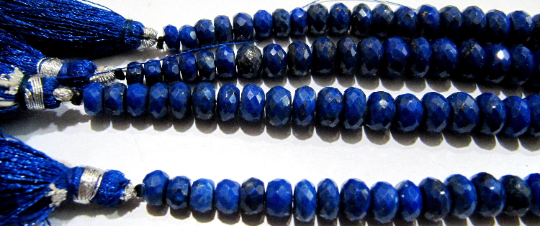 Natural Lapis Lazuli Rondelle Faceted 5 to 8mm Graduated Strand 9inch long