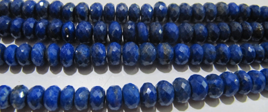 Natural Lapis Lazuli Rondelle Faceted 5 to 8mm Graduated Strand 9inch long