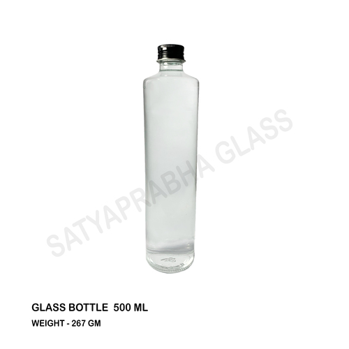 500 Ml Glass Water Bottle - Color: Transparent