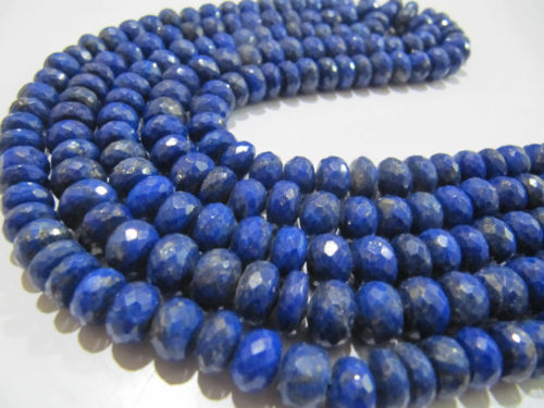 Natural Lapis Lazuli Rondelle Faceted 9-10mm Graduated Beads Strand 10''long