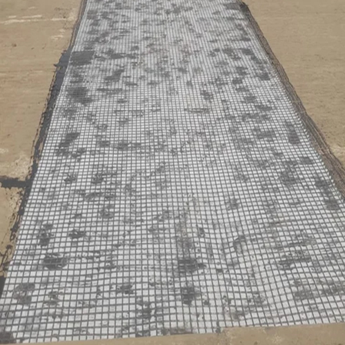 Glass Fiber Geogrid Fabric For Asphalt - Plain Georgette Texture, Environmental Friendly | Ideal for Pavements, Black Color