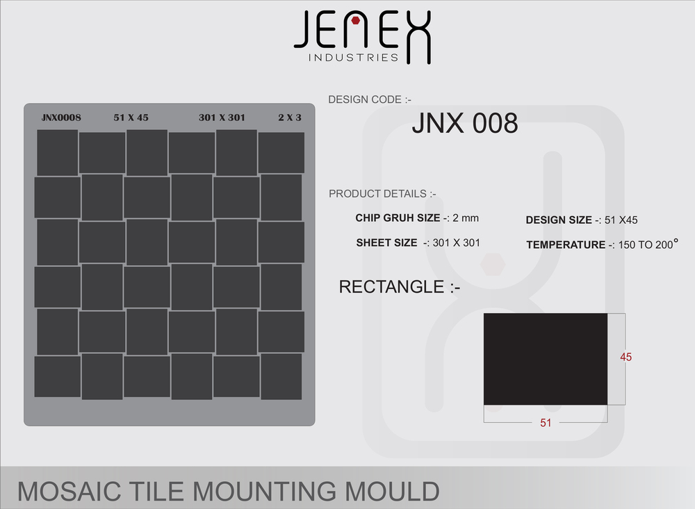 JNX0008 Rectangle Mosaic Tile Mounting Mould