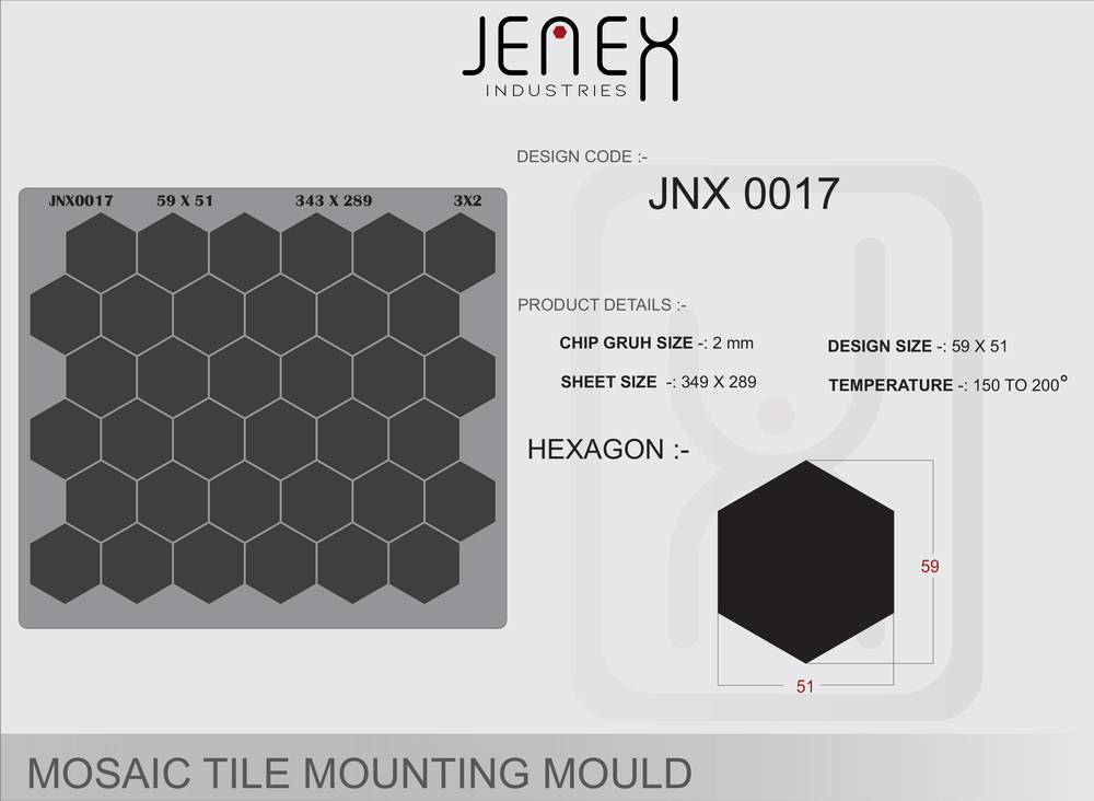 JNX0017 Hexagon Mosaic Tile Mounting Mould