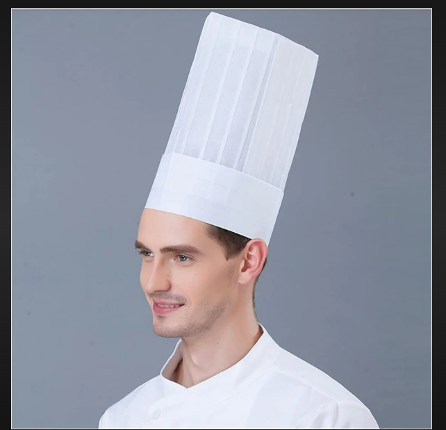 Chef Cap - Paper Material Standard Size White Color | Good Quality Suitable for Hotel Restaurant Use
