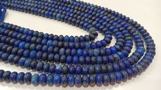 Natural Blue Lapis Lazuli Rondelle plain 8mm Beads Sold Per strand 8 inches Long