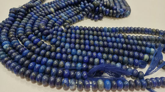 Natural Blue Lapis Lazuli Rondelle plain 8mm Beads Sold Per strand 8 inches Long