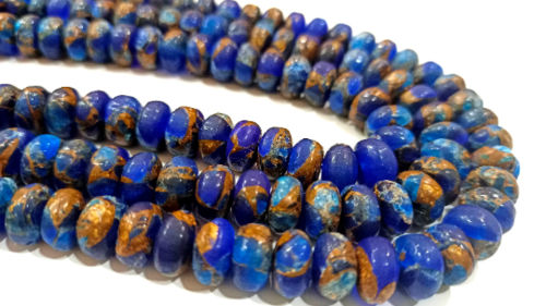 Natural Lapis Lazuli Copper Turquoise Rondelle Plain 8mm Beads Strand 8''Long