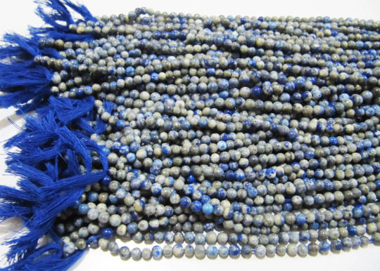 Natural Genuine Lapis Lazuli Round Plain 4-5 mm Beads Strand 13 Inches Long