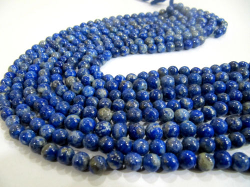 Natural Lapis Lazuli Round Shape Plain 7mm Beads Strand 13 inches long