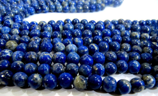 Natural Lapis Lazuli Round Shape Plain 7mm Beads Strand 13 inches long