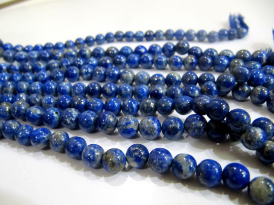 Natural Lapis Lazuli Round Shape Plain 7mm Beads Strand 13 inches long