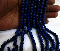 Natural Lapis Lazuli Round Shape Plain 7mm Beads Strand 13 inches long