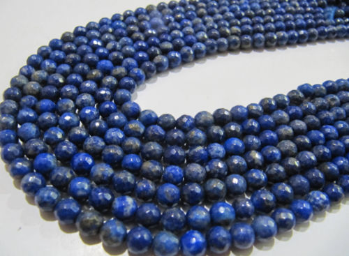 Natural Lapis Lazuli Round Faceted Beads 6mm Sold Per Strand 15 inch long