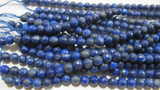 Natural Lapis Lazuli Round Faceted Beads 6mm Sold Per Strand 15 inch long