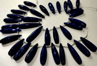 Natural Lapis Lazuli Long Tear Drop Plain Beads 1 inch Long Strand 8''long