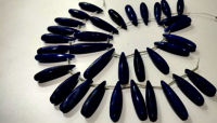 Natural Lapis Lazuli Long Tear Drop Plain Beads 1 inch Long Strand 8''long