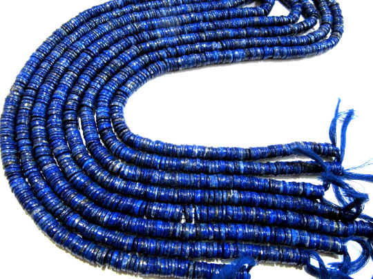 Natural Lapis Lazuli Tyre shape Rondelle Plain 7-8mm Beads Strand 8''long