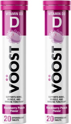 Voost, Vitamin D, Supports Bone, Muscle, and Immune Function,  BlackBerry Peach Flavor, 20 Count (Pack of 2)