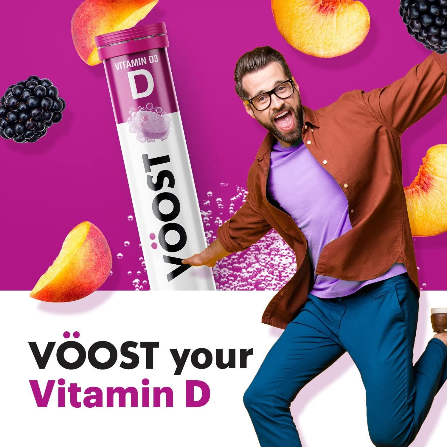 Voost, Vitamin D, Supports Bone, Muscle, and Immune Function,  BlackBerry Peach Flavor, 20 Count (Pack of 2)