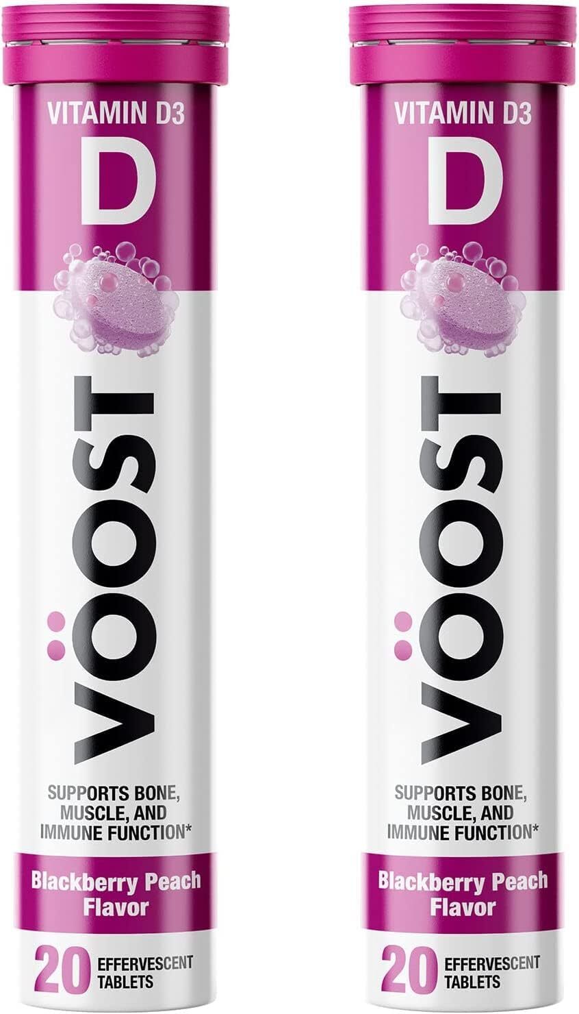 Voost, Vitamin D, Supports Bone, Muscle, and Immune Function,  BlackBerry Peach Flavor, 20 Count (Pack of 2)