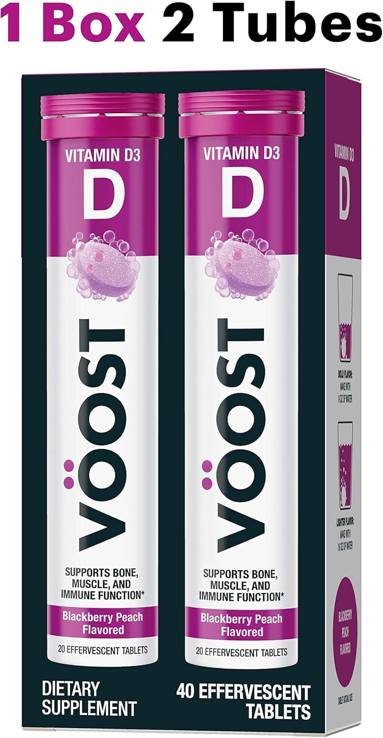Voost, Vitamin D, Supports Bone, Muscle, and Immune Function,  BlackBerry Peach Flavor, 20 Count (Pack of 2)