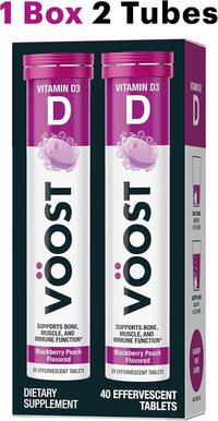 Voost, Vitamin D, Supports Bone, Muscle, and Immune Function,  BlackBerry Peach Flavor, 20 Count (Pack of 2)