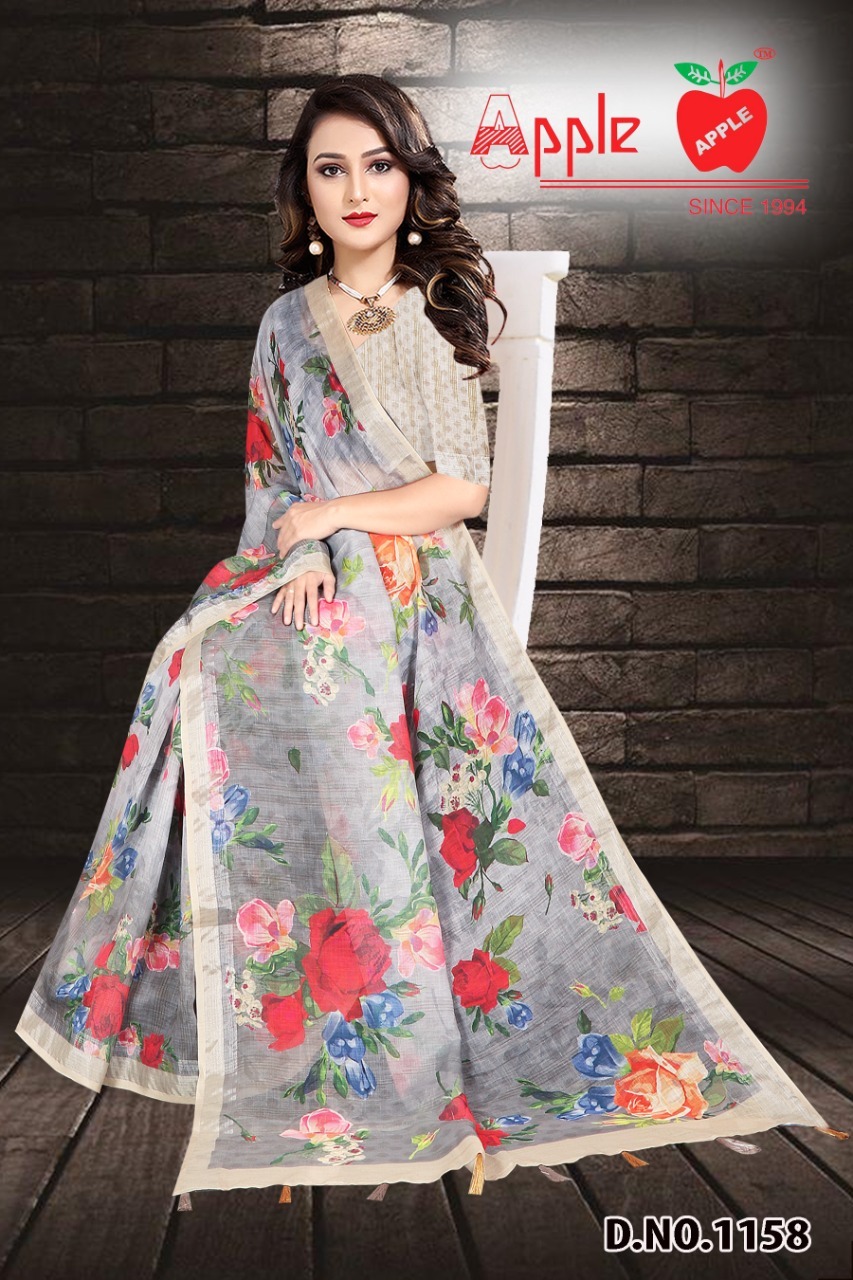 linen digital printed sarees