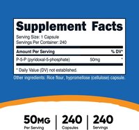 Nutricost P5P Vitamin B6 Supplement 50mg, 240 Capsules (Pyridoxal-5-Phosphate)