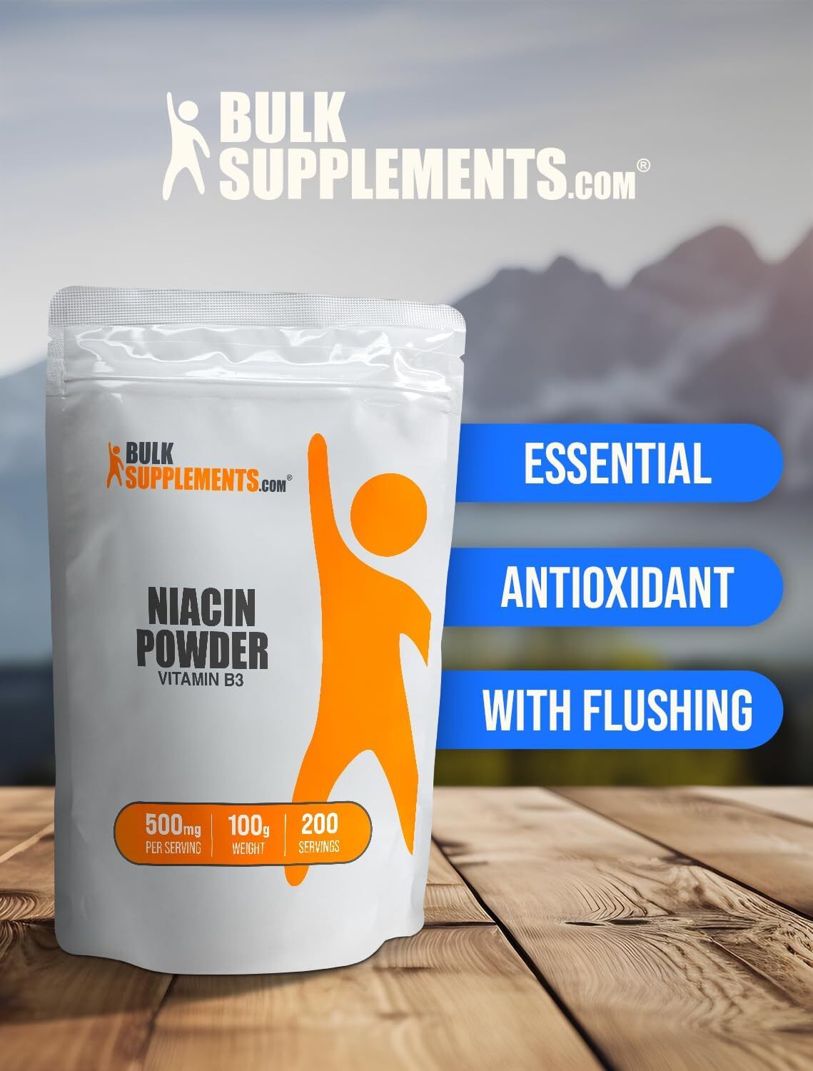 BulkSupplements.com Niacin Powder - Vitamin B3 Supplement, Niacin 500mg - Niacin Flush, Niacin with Flushing , 100g