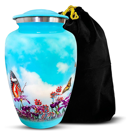 Adult Burial Handcrafted Decorative Blue Urns For Ashes