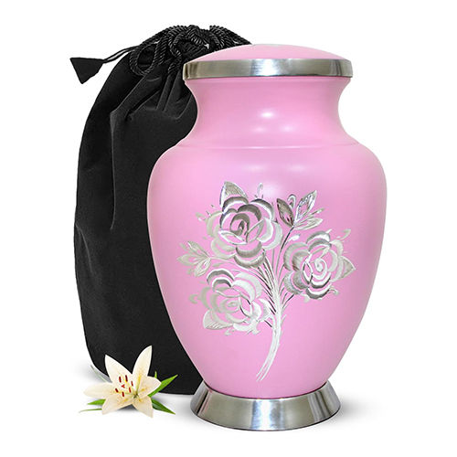 Baby Pink Handcrafted Rose Adult Cremation Urn - Finishing: Polishing