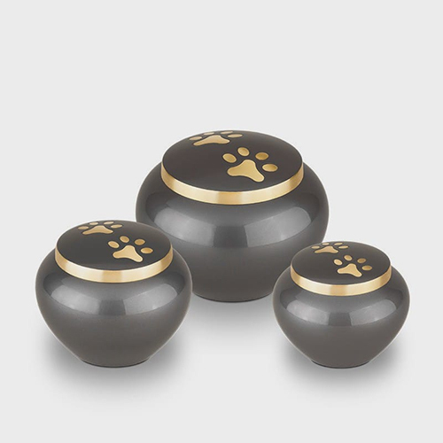 Grey Brass Odyssey Pet Funeral Urn for Animal Ashes