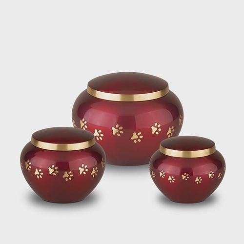 Red Brass Odyssey Pet Funeral Urn For Animal Ashes