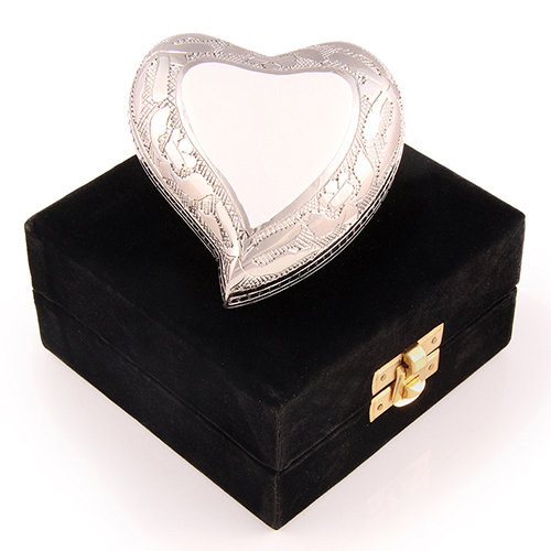 Beautifully Handcrafted Brass Heart Keepsake Cremation Urn for Ashes with Velvet Box